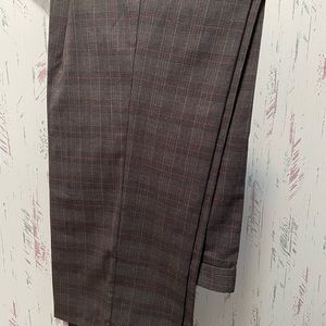 Dark grey with thin line strips slacks